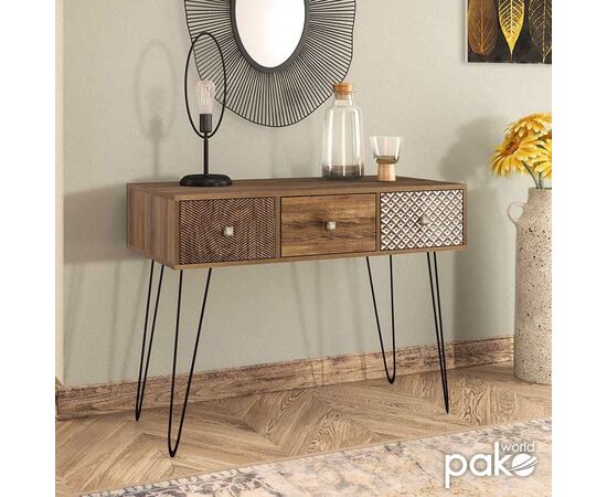 Κονσόλα Boho pakoworld καρυδί με μεταλλικά πόδια 100x50,5x74,5εκ - ΣΥΡΤΑΡΙΕΡΕΣ - ΤΟΥΑΛΕΤΕΣ στο Milonadakis.gr