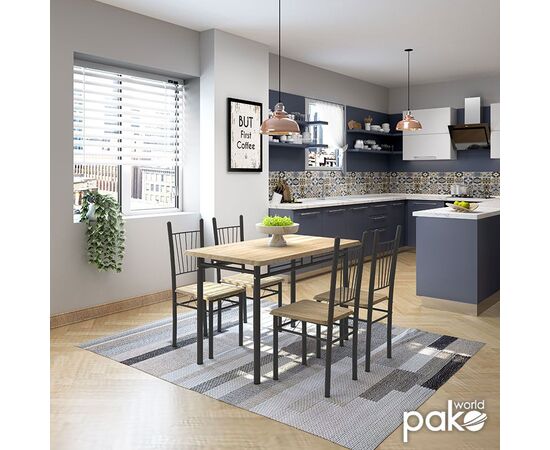 Τραπεζαρία Roza pakoworld σετ 5τμχ χρώμα sonoma - πόδια ανθρακί σφυρήλατο 120x70x75εκ - ΤΡΑΠΕΖΑΡΙΕΣ στο Milonadakis.gr