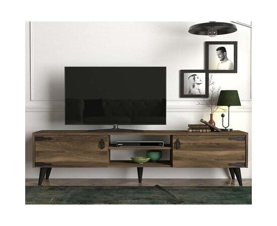 Έπιπλο τηλεόρασης PWF-0283 pakoworld χρώμα σκούρο καρυδί - μαύρο 180x30x41εκ - ΕΠΙΠΛΑ ΤΗΛΕΟΡΑΣΗΣ στο Milonadakis.gr