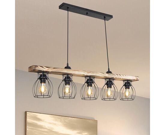 Φωτιστικό οροφής πεντάφωτο Jazzy pakoworld Ε27 καρυδί-μαύρο 100x12x75εκ - ΦΩΤΙΣΤΙΚΑ ΟΡΟΦΗΣ στο Milonadakis.gr