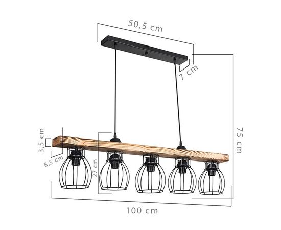 Φωτιστικό οροφής πεντάφωτο Jazzy pakoworld Ε27 καρυδί-μαύρο 100x12x75εκ - ΦΩΤΙΣΤΙΚΑ ΟΡΟΦΗΣ στο Milonadakis.gr