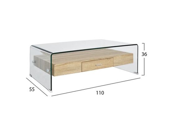 ΤΡΑΠΕΖΙ ΣΑΛΟΝΙΟΥ AVAN 1ΤΕΜΑΧΙΟ ΓΥΑΛΙ ΚΑΙ MDF 110Χ55Χ35Υεκ. HM8090 - GLASS LINE στο Milonadakis.gr