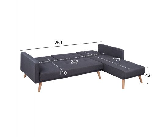 ΚΑΝΑΠΕΣ ΚΡΕΒΑΤΙ ΓΩΝΙΑ ΑΝΑΣΤΡΕΨΙΜΗ TALIA HM3153 ΜΕ ΓΚΡΙ ΥΦΑΣΜΑ 269X152X87Y εκ. - ΚΑΝΑΠΕΔΕΣ-ΣΑΛΟΝΙΑ στο Milonadakis.gr