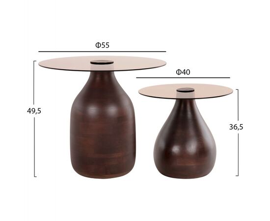ΒΟΗΘΗΤΙΚΑ ΤΡΑΠΕΖΑΚΙΑ 2ΤΜΧ CHANG HM9668 ΞΥΛΟ MANGO-ΓΥΑΛΙ TOP Φ55x49,5Υ & Φ40x36,5Υεκ. - ΒΟΗΘΗΤΙΚΑ ΤΡΑΠΕΖΑΚΙΑ στο Milonadakis.gr