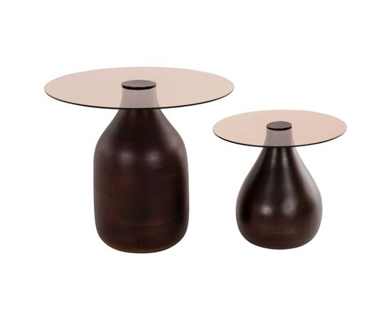 ΒΟΗΘΗΤΙΚΑ ΤΡΑΠΕΖΑΚΙΑ 2ΤΜΧ CHANG HM9668 ΞΥΛΟ MANGO-ΓΥΑΛΙ TOP Φ55x49,5Υ & Φ40x36,5Υεκ. - ΒΟΗΘΗΤΙΚΑ ΤΡΑΠΕΖΑΚΙΑ στο Milonadakis.gr