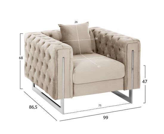 ΠΟΛΥΘΡΟΝΑ τ.CHESTERFIELD MOBAR HM3261.02 ΚΡΕΜ ΒΕΛΟΥΔΟ-ΜΕΤΑΛΛΙΚΑ ΠΟΔΙΑ 99x86,5x77Υεκ. - ΚΑΡΕΚΛΕΣ - ΠΟΛΥΘΡΟΝΕΣ ΕΣ. στο Milonadakis.gr