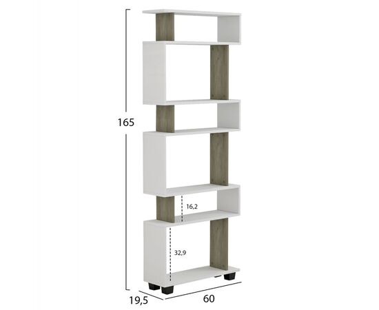 ΒΙΒΛΙΟΘΗΚΗ ΜΕΛΑΜΙΝΗΣ OWLOLIVE GREY ΛΕΥΚΟ 60x19,5x165Yεκ.HM8923.11 - ΒΙΒΛΙΟΘΗΚΕΣ στο Milonadakis.gr