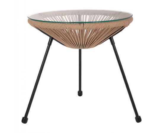 ΤΡΑΠΕΖΙ ΒΟΗΘΗΤΙΚΟ ALLEGRA ΜΑΥΡΟ ΜΕΤΑΛΛΟ  ME TWISTED WICKER ΦΥΣΙΚΟ HM5873.01 Φ47Χ45Υεκ. - ΤΡΑΠΕΖΙΑ ΕΞ. ΧΩΡΟΥ στο Milonadakis.gr
