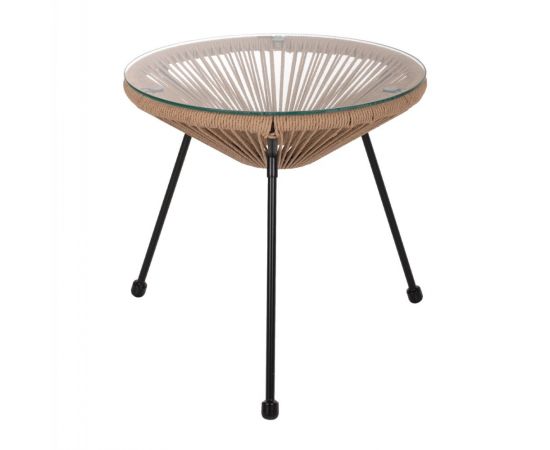 ΤΡΑΠΕΖΙ ΒΟΗΘΗΤΙΚΟ ALLEGRA ΜΑΥΡΟ ΜΕΤΑΛΛΟ  ME TWISTED WICKER ΦΥΣΙΚΟ HM5873.01 Φ47Χ45Υεκ. - ΤΡΑΠΕΖΙΑ ΕΞ. ΧΩΡΟΥ στο Milonadakis.gr