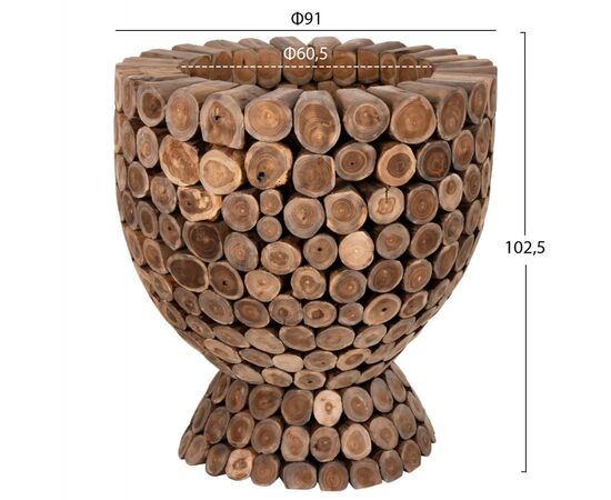 ΤΡΑΠΕΖΙ BAR ΣΤΡΟΓΓΥΛΟ LEEROY HM9806 KOMMATIA ΞΥΛΟΥ TEAK Φ900x103Υεκ. - ΤΡΑΠΕΖΙΑ ΚΟΥΖΙΝΑΣ στο Milonadakis.gr
