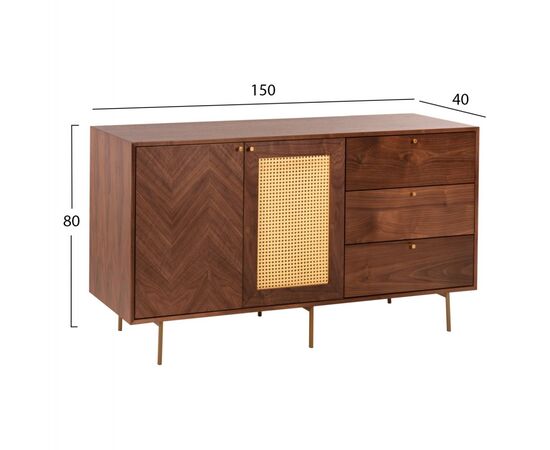 ΜΠΟΥΦΕΣ MEEN HM9735 MDF ΜΕ ΦΥΣΙΚΟ ΚΑΠΛΑΜΑ ΚΑΡΥΔΙΑΣ-ΧΡΥΣΑ ΜΕΤΑΛΛΙΚΑ ΠΟΔΙΑ 150x40x80Υεκ - ΜΠΟΥΦΕΔΕΣ-ΚΟΝΣΟΛΕΣ στο Milonadakis.gr
