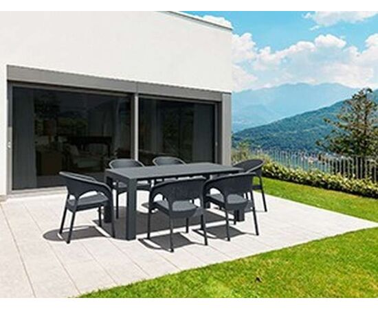 VEGAS RATTAN DARK GREY 100X180/220Χ75εκ. ΕΠΕΚΤ.ΤΡΑΠΕΖΙ - ΤΡΑΠΕΖΙΑ ΕΞ. ΧΩΡΟΥ στο Milonadakis.gr