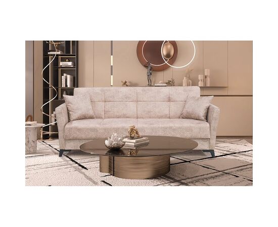 AMELIA LIGHT BROWN ΥΦΑΣΜΑ 3ΘΕΣΙΟΣ ΚΑΝΑΠΕΣ/ΚΡΕΒΑΤΙ ΜΕ ΑΠΟΘ.ΧΩΡΟ 210X80εκ. - ΚΑΝΑΠΕΔΕΣ-ΣΑΛΟΝΙΑ στο Milonadakis.gr