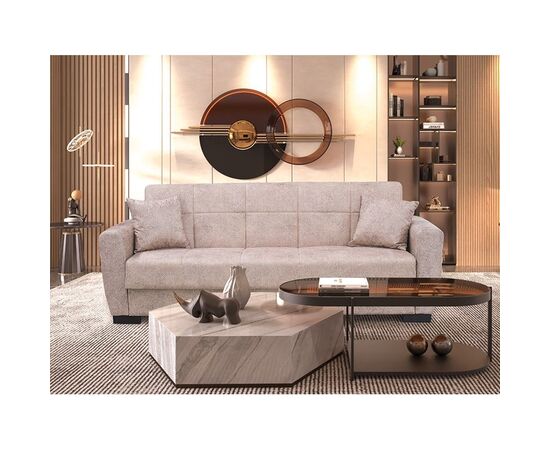 ANIMA LIGHT BROWN ΥΦΑΣΜΑ 3ΘΕΣΙΟΣ ΚΑΝΑΠΕΣ/ΚΡΕΒΑΤΙ ΜΕ ΑΠΟΘ.ΧΩΡΟ 210X80εκ. - ΚΑΝΑΠΕΔΕΣ-ΣΑΛΟΝΙΑ στο Milonadakis.gr