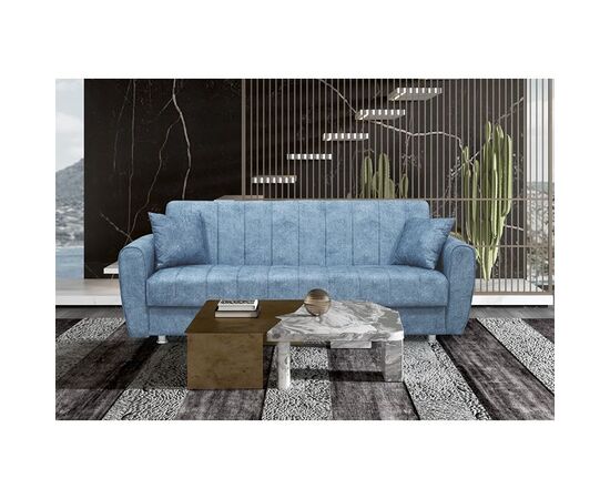 ELVA BLUE GREY ΥΦΑΣΜΑ 3ΘΕΣΙΟΣ ΚΑΝΑΠΕΣ/ΚΡΕΒΑΤΙ ΜΕ ΑΠΟΘ.ΧΩΡΟ 210X80εκ. - ΚΑΝΑΠΕΔΕΣ-ΣΑΛΟΝΙΑ στο Milonadakis.gr