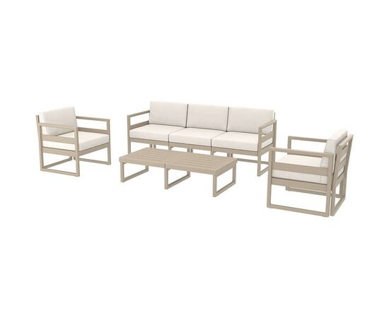 MYKONOS SET 3ΘΕΣ.TAUPE ΜΕ ΜΑΞ.(3ΘΕΣ.+2ΠΟΛ.+ΤΡΑΠ 130εκ.) - ΣΕΤ ΣΑΛΟΝΙΑ στο Milonadakis.gr