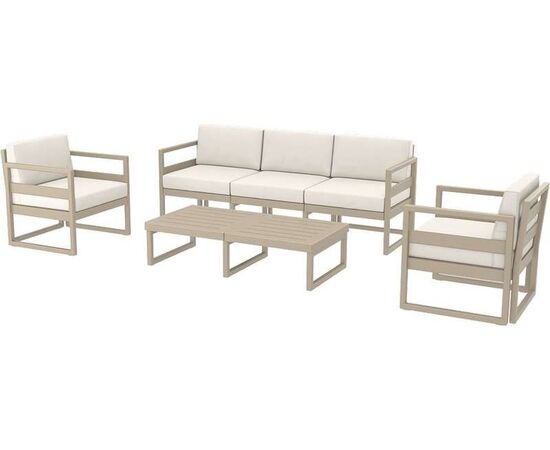 MYKONOS SET 3ΘΕΣ.TAUPE ΜΕ ΜΑΞ.(3ΘΕΣ.+2ΠΟΛ.+ΤΡΑΠ 130εκ.) - ΣΕΤ ΣΑΛΟΝΙΑ στο Milonadakis.gr