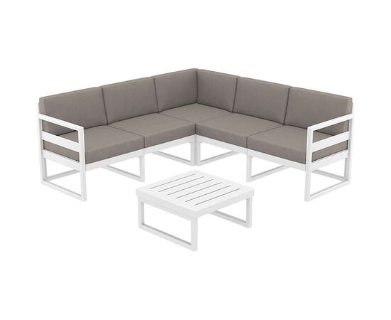 MYKONOS ΓΩΝΙΑ SET WHITE ΜΕ ΜΑΞΙΛΑΡΙΑ ΠΟΛ/ΝΙΟΥ (+ΤΡΑΠ.65εκ.) - ΣΕΤ ΣΑΛΟΝΙΑ στο Milonadakis.gr
