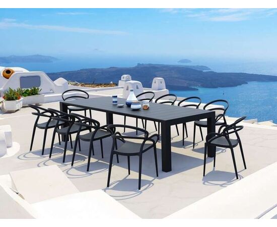 VEGAS BLACK 100X260/300Χ75εκ. ΕΠΕΚΤ.ΤΡΑΠΕΖΙ ΠΟΛ/ΝΙΟΥ - ΤΡΑΠΕΖΙΑ ΕΞ. ΧΩΡΟΥ στο Milonadakis.gr