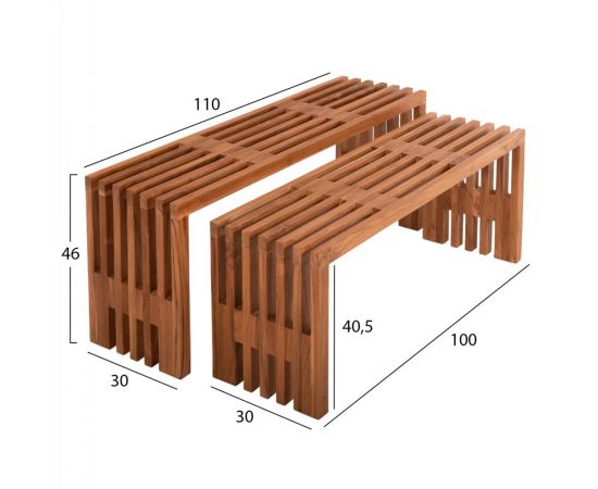 ΤΡΑΠΕΖΙΑ ΣΑΛΟΝΙΟΥ ΣΕΤ 2ΤΜΧ NYA HM9828 ΜΑΣΙΦ ΞΥΛΟ TEAK ΣΕ ΦΥΣΙΚΟ  110x30x46Υεκ. - ΤΡΑΠΕΖΑΚΙΑ ΣΑΛΟΝΙΟΥ στο Milonadakis.gr