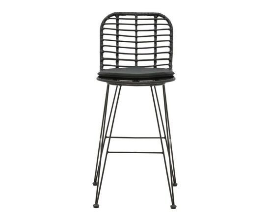 Σκαμπό μπαρ κήπου Naoki pakoworld με μαξιλάρι pe μαύρο-μέταλλο μαύρο πόδι 45x51x107εκ - ΚΑΡΕΚΛΕΣ - ΠΟΛΥΘΡΟΝΕΣ ΕΣ. στο Milonadakis.gr