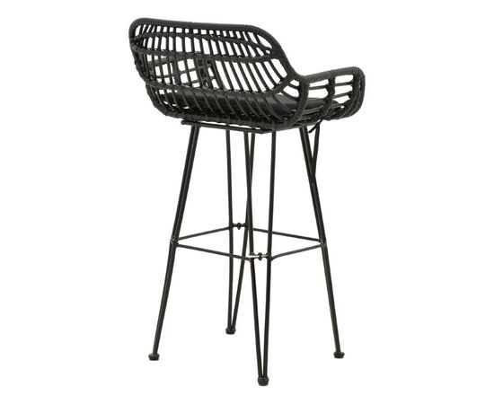 Σκαμπό μπαρ κήπου Naoki pakoworld με μαξιλάρι pe μαύρο-μέταλλο μαύρο πόδι 52x50x90εκ - ΚΑΡΕΚΛΕΣ - ΠΟΛΥΘΡΟΝΕΣ ΕΣ. στο Milonadakis.gr