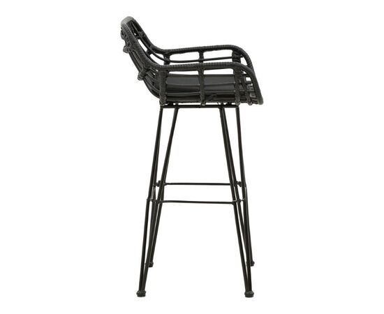 Σκαμπό μπαρ κήπου Naoki pakoworld με μαξιλάρι pe μαύρο-μέταλλο μαύρο πόδι 52x50x90εκ - ΚΑΡΕΚΛΕΣ - ΠΟΛΥΘΡΟΝΕΣ ΕΣ. στο Milonadakis.gr