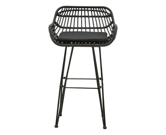 Σκαμπό μπαρ κήπου Naoki pakoworld με μαξιλάρι pe μαύρο-μέταλλο μαύρο πόδι 52x50x90εκ - ΚΑΡΕΚΛΕΣ - ΠΟΛΥΘΡΟΝΕΣ ΕΣ. στο Milonadakis.gr