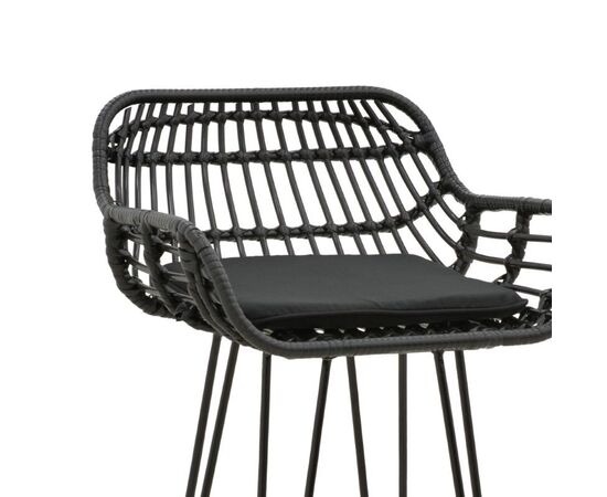 Σκαμπό μπαρ κήπου Naoki pakoworld με μαξιλάρι pe μαύρο-μέταλλο μαύρο πόδι 52x50x90εκ - ΚΑΡΕΚΛΕΣ - ΠΟΛΥΘΡΟΝΕΣ ΕΣ. στο Milonadakis.gr