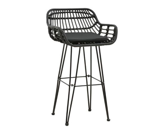 Σκαμπό μπαρ κήπου Naoki pakoworld με μαξιλάρι pe μαύρο-μέταλλο μαύρο πόδι 52x50x90εκ - ΚΑΡΕΚΛΕΣ - ΠΟΛΥΘΡΟΝΕΣ ΕΣ. στο Milonadakis.gr