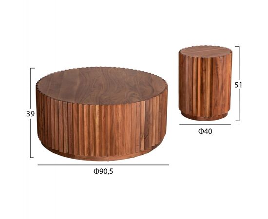 ΣΕΤ 2ΤΜΧ ΤΡΑΠΕΖΙΑ ΣΑΛΟΝΙΟΥ ΣΤΡΟΓΓΥΛΑ SEDGE HM11944 ΜΑΣΙΦ ΑΚΑΚΙΑ Φ90 & Φ40εκ. - ΤΡΑΠΕΖΑΚΙΑ ΣΑΛΟΝΙΟΥ στο Milonadakis.gr