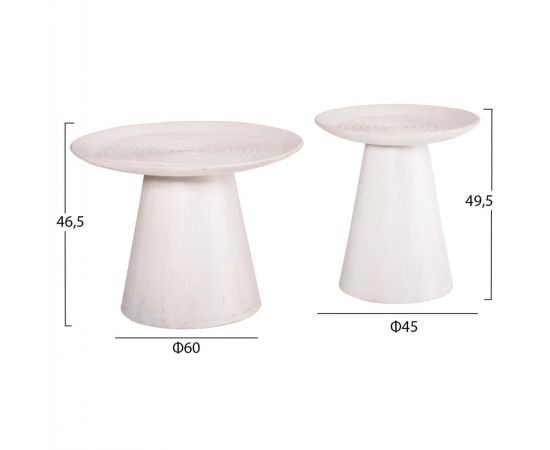 ΣΕΤ 2ΤΜΧ ΤΡΑΠΕΖΙΑ ΣΑΛΟΝΙΟΥ ΣΤΡΟΓΓΥΛΑ ROSS HM11946 ΜΑΣΙΦ MANGO ΛΕΥΚΟ Φ60 & Φ45εκ. - ΤΡΑΠΕΖΑΚΙΑ ΣΑΛΟΝΙΟΥ στο Milonadakis.gr