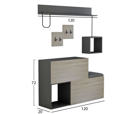 ΕΠΙΠΛΟ ΕΙΣΟΔΟΥ CERB HM8957.11 ΜΕΛΑΜΙΝΗ ΣΕ SONAMA-ΓΚΡΙ 120x20x72Υ εκ. - ΕΠΙΠΛΑ ΕΙΣΟΔΟΥ στο Milonadakis.gr