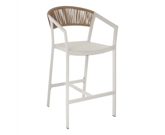 ΣΚΑΜΠΟ ΑΛΟΥΜΙΝΙΟΥ ΛΕΥΚΟ ΜΕ ΜΠΡΑΤΣΑ RATTAN & TEXTLINE 56x58x105Yεκ. HM5892.22 - ΣΚΑΜΠΩ στο Milonadakis.gr