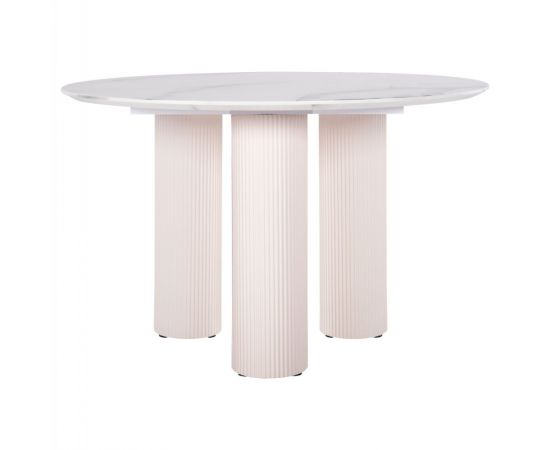 ΤΡΑΠΕΖΙ ΣΤΡΟΓΓΥΛΟ DORIK HM9768.01 MDF ΛΕΥΚΟ ΜΑΡΜΑΡΟ-MDF ΠΟΔΙΑ Φ120x77Υεκ. - ΤΡΑΠΕΖΙΑ ΚΟΥΖΙΝΑΣ στο Milonadakis.gr