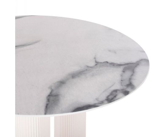ΤΡΑΠΕΖΙ ΣΤΡΟΓΓΥΛΟ DORIK HM9768.01 MDF ΛΕΥΚΟ ΜΑΡΜΑΡΟ-MDF ΠΟΔΙΑ Φ120x77Υεκ. - ΤΡΑΠΕΖΙΑ ΚΟΥΖΙΝΑΣ στο Milonadakis.gr