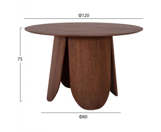 ΤΡΑΠΕΖΙ ΣΤΡΟΓΓΥΛΟ DENTY HM9612.02 MDF ΜΕ ΚΑΠΛΑΜΑ ΔΡΥΟΣ-ΧΡΩΜΑ ΚΑΡΥΔΙ Φ120x75Υεκ. - ΤΡΑΠΕΖΙΑ ΚΟΥΖΙΝΑΣ στο Milonadakis.gr