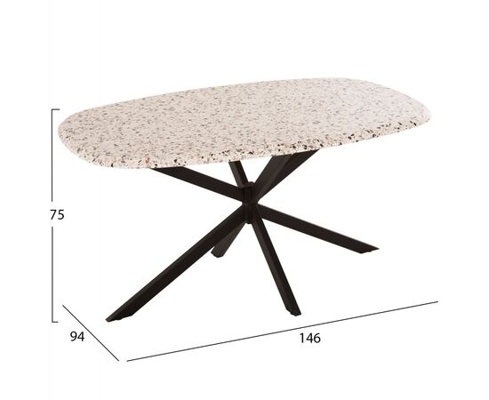 ΤΡΑΠΕΖΙ ΟΒΑΛ RODDEN HM11903.03 ΜΕ WERZALIT TERRAZZO-ΜΑΥΡΗ ΧΙΑΣΤΙ ΒΑΣΗ 146x94x75Υεκ - ΤΡΑΠΕΖΙΑ ΕΞ. ΧΩΡΟΥ στο Milonadakis.gr