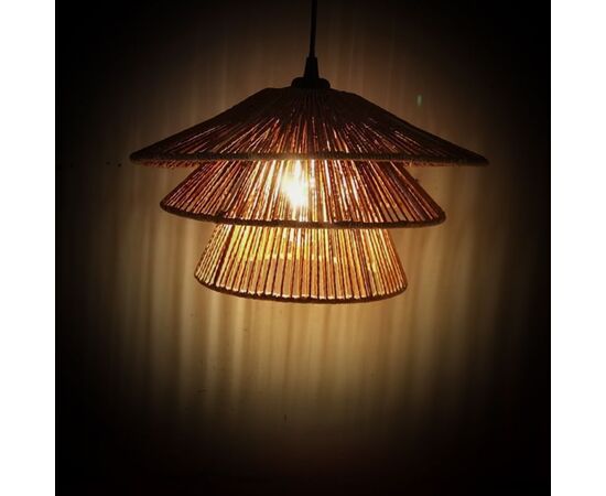 Φωτιστικό οροφής μονόφωτο Oakim Inart Ε27 καφέ paper rope Φ35.5x170εκ - ΦΩΤΙΣΤΙΚΑ ΟΡΟΦΗΣ στο Milonadakis.gr