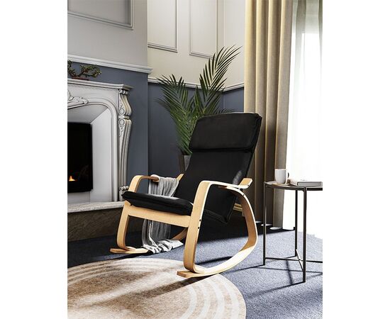 Πολυθρόνα Zenia pakoworld κουνιστή σε μαύρο ύφασμα και φυσικό ξύλο - ΚΑΡΕΚΛΕΣ - ΠΟΛΥΘΡΟΝΕΣ ΕΣ. στο Milonadakis.gr