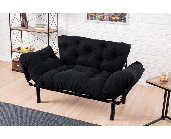 Καναπές κρεβάτι PWF-0018 pakoworld 2θέσιος με ύφασμα χρώμα μαύρο 155x73x85cm - ΚΑΝΑΠΕΔΕΣ-ΣΑΛΟΝΙΑ στο Milonadakis.gr