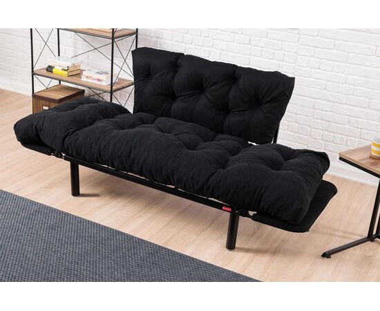 Καναπές κρεβάτι PWF-0018 pakoworld 2θέσιος με ύφασμα χρώμα μαύρο 155x73x85cm - ΚΑΝΑΠΕΔΕΣ-ΣΑΛΟΝΙΑ στο Milonadakis.gr