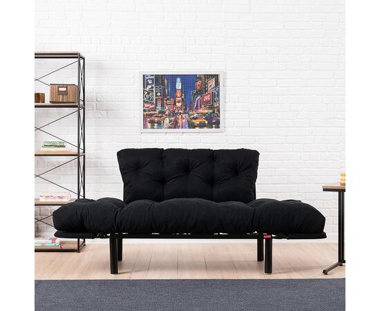 Καναπές κρεβάτι PWF-0018 pakoworld 2θέσιος με ύφασμα χρώμα μαύρο 155x73x85cm - ΚΑΝΑΠΕΔΕΣ-ΣΑΛΟΝΙΑ στο Milonadakis.gr