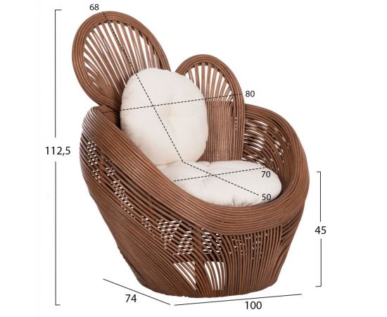 ΠΟΛΥΘΡΟΝΑ CIRCE HM9883 RATTAN ΚΑΦΕ-ΜΑΞΙΛΑΡΙΑ ΕΚΡΟΥ 100x74x112,5Υεκ. - ΚΑΡΕΚΛΕΣ - ΠΟΛΥΘΡΟΝΕΣ στο Milonadakis.gr