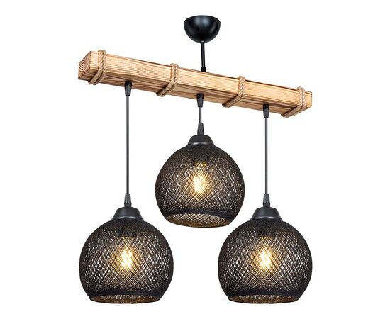 Φωτιστικό οροφής τρίφωτο Fiona pakoworld Ε27 μαύρο-φυσικό 50x20x63εκ - ΦΩΤΙΣΤΙΚΑ ΟΡΟΦΗΣ στο Milonadakis.gr