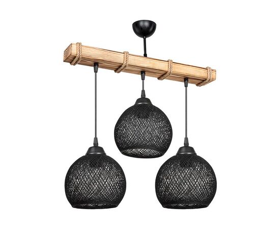 Φωτιστικό οροφής τρίφωτο Fiona pakoworld Ε27 μαύρο-φυσικό 50x20x63εκ - ΦΩΤΙΣΤΙΚΑ ΟΡΟΦΗΣ στο Milonadakis.gr