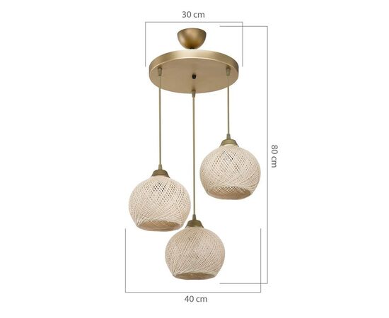 Φωτιστικό οροφής τρίφωτο PWL-1121 pakoworld Ε27 κρεμ-χρυσό Φ40x75εκ - ΦΩΤΙΣΤΙΚΑ ΟΡΟΦΗΣ στο Milonadakis.gr