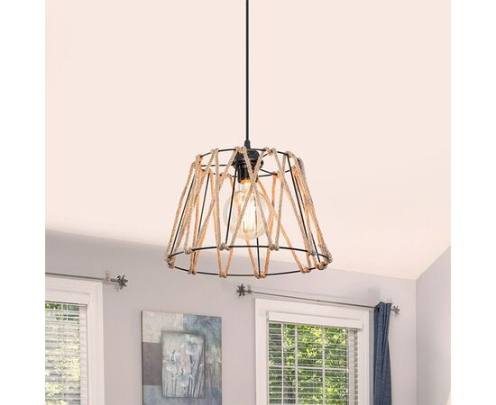 Φωτιστικό οροφής μονόφωτο PWL-1160 pakoworld E27 μαύρο-σχοινί 30x54εκ - ΦΩΤΙΣΤΙΚΑ ΟΡΟΦΗΣ στο Milonadakis.gr