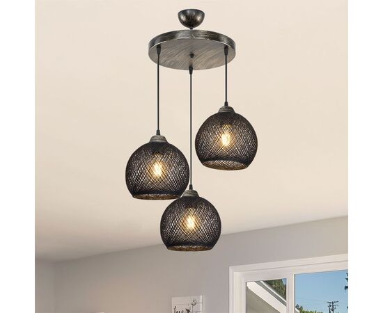 Φωτιστικό οροφής τρίφωτο PWL-1121 pakoworld Ε27 μαύρο-bronze Φ40x80εκ - ΦΩΤΙΣΤΙΚΑ ΟΡΟΦΗΣ στο Milonadakis.gr