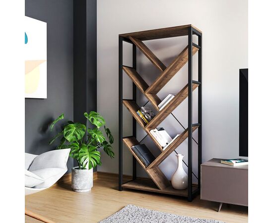 Βιβλιοθήκη Alex pakoworld φυσικό-μαύρο 74x30x153εκ - ΒΙΒΛΙΟΘΗΚΕΣ στο Milonadakis.gr